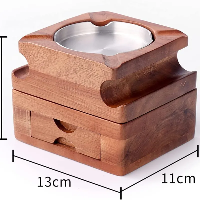 Solid Wood Whiskey Cup Holder And Cigar Ashtray